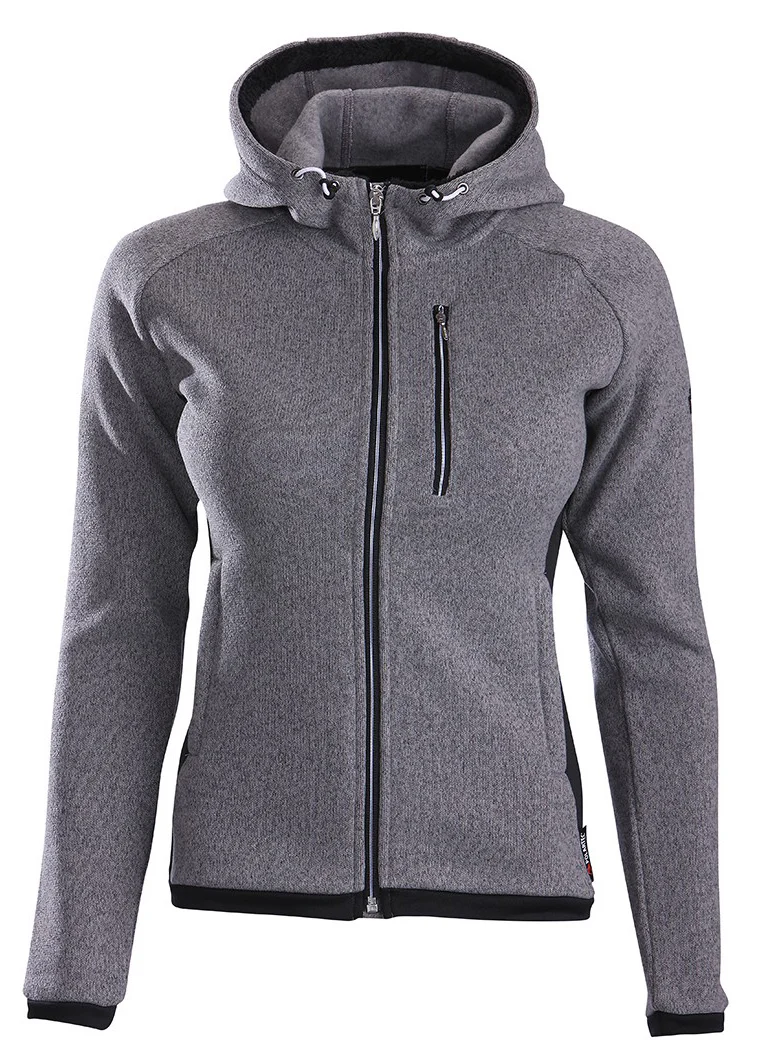 Custom Women's Speckled Knit Hooded Fleece Jacket | B2B OEM