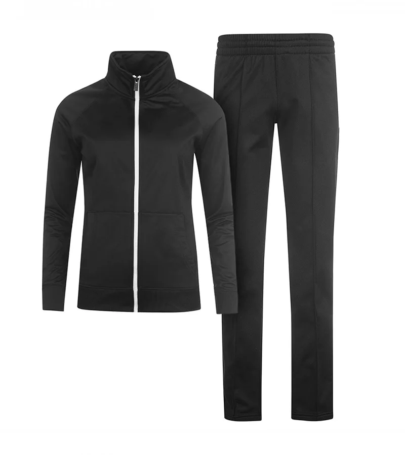 Custom Women's Minimalist Black Athletic Tracksuit Set | OEM