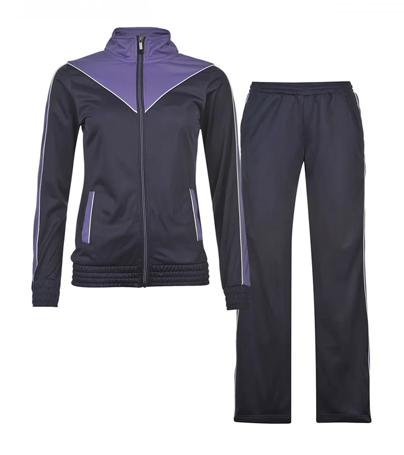 Custom Women's Navy & Purple Chevron Tracksuit Set | Athleisure OEM