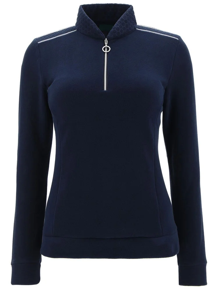 Custom Women's Quarter-Zip Textured Fleece Pullover | Preppy OEM