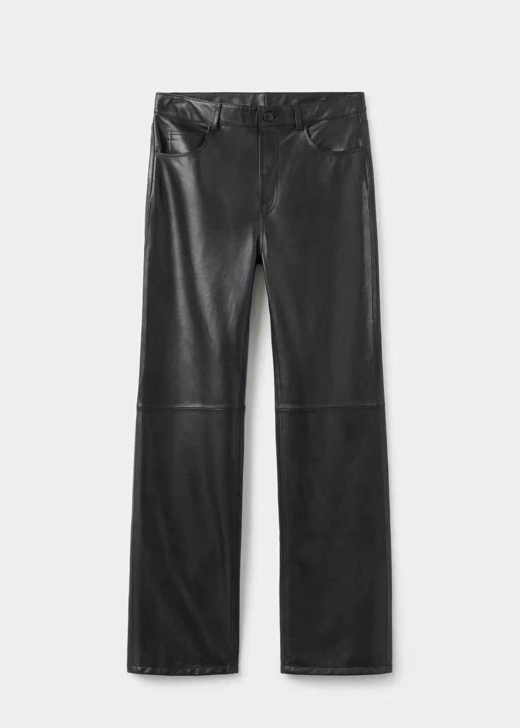 Custom Black Straight-Leg Leather Pants | Classic 5-Pocket OEM